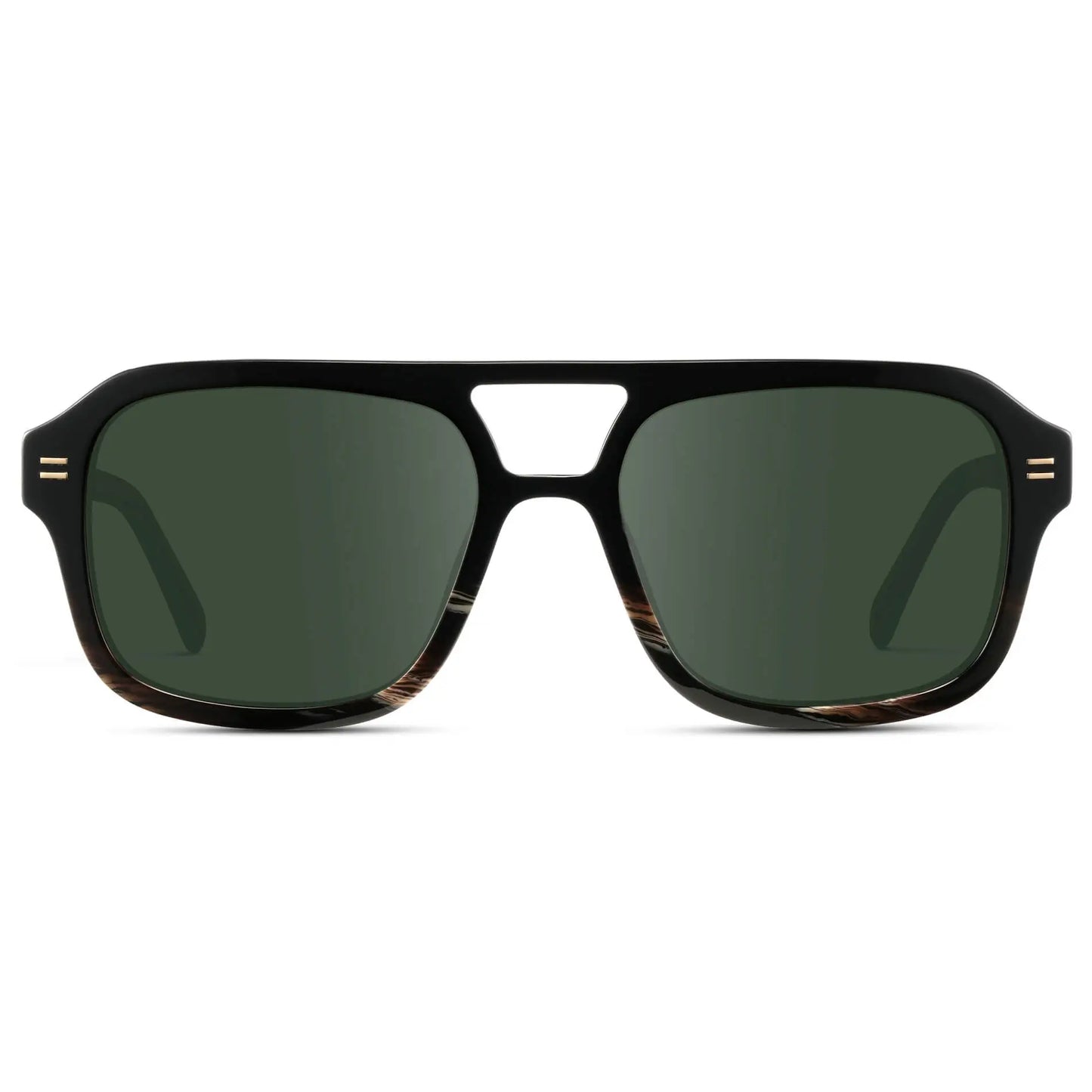 Black Mineral / G15 || Women's Oversized Square Prescription Sunglasses with Black Mineral Frame and Green Lenses on a white background