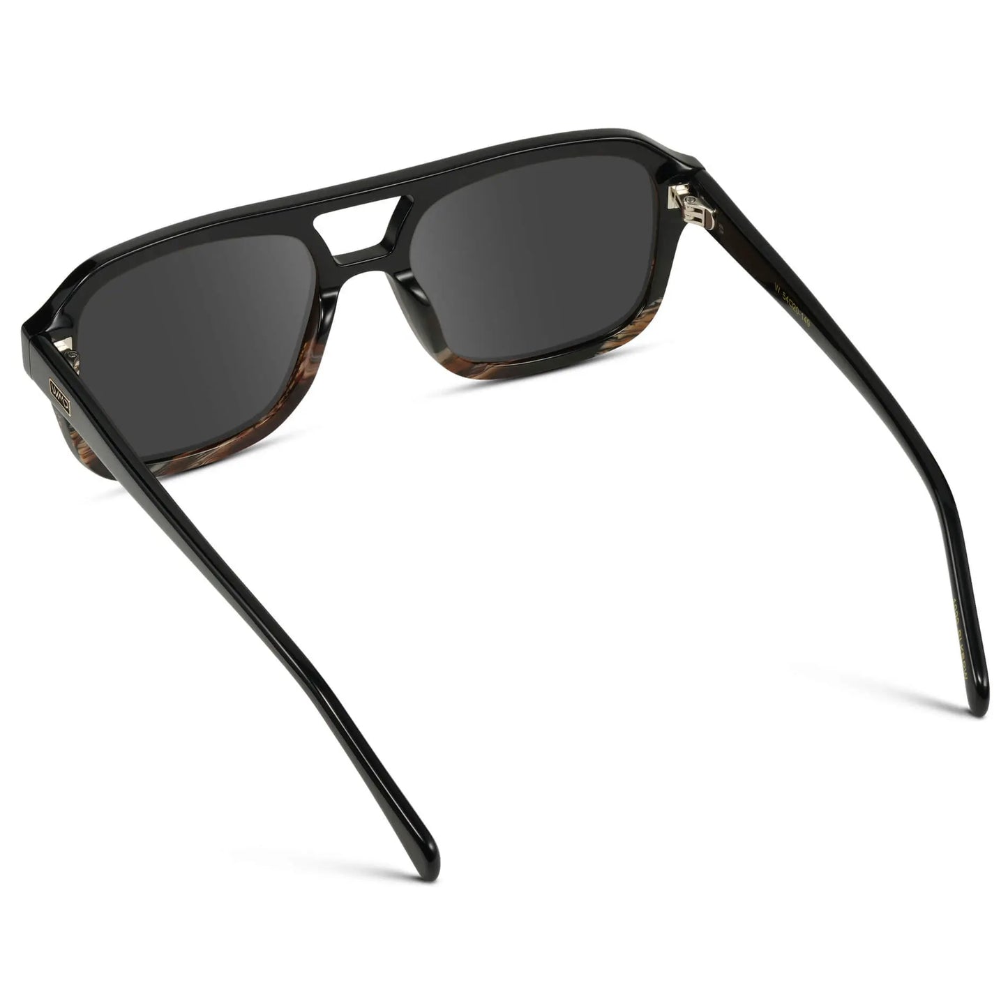 Black Mineral / Grey || Back view of Women's Oversized Square Prescription Sunglasses with Black Mineral Frame and Grey Lenses on a white background