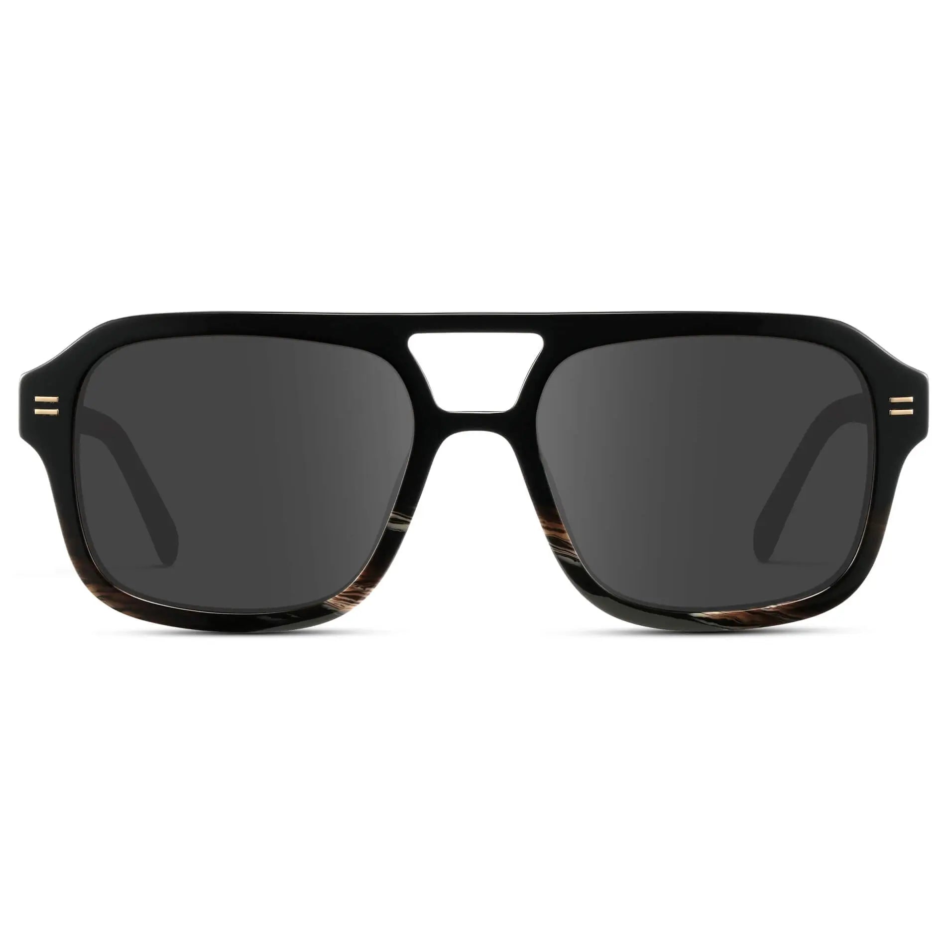 Black Mineral / Grey || Women's Oversized Square Prescription Sunglasses with Black Mineral Frame and Grey Lenses on a white background