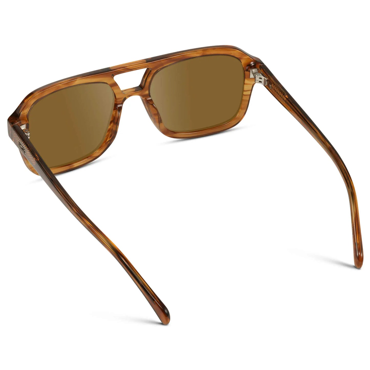 Crystal Brown Grain / Amber || Back view of Women's Oversized Square Prescription Sunglasses with Crystal Brown Grain Frame and Brown Lenses on a white background