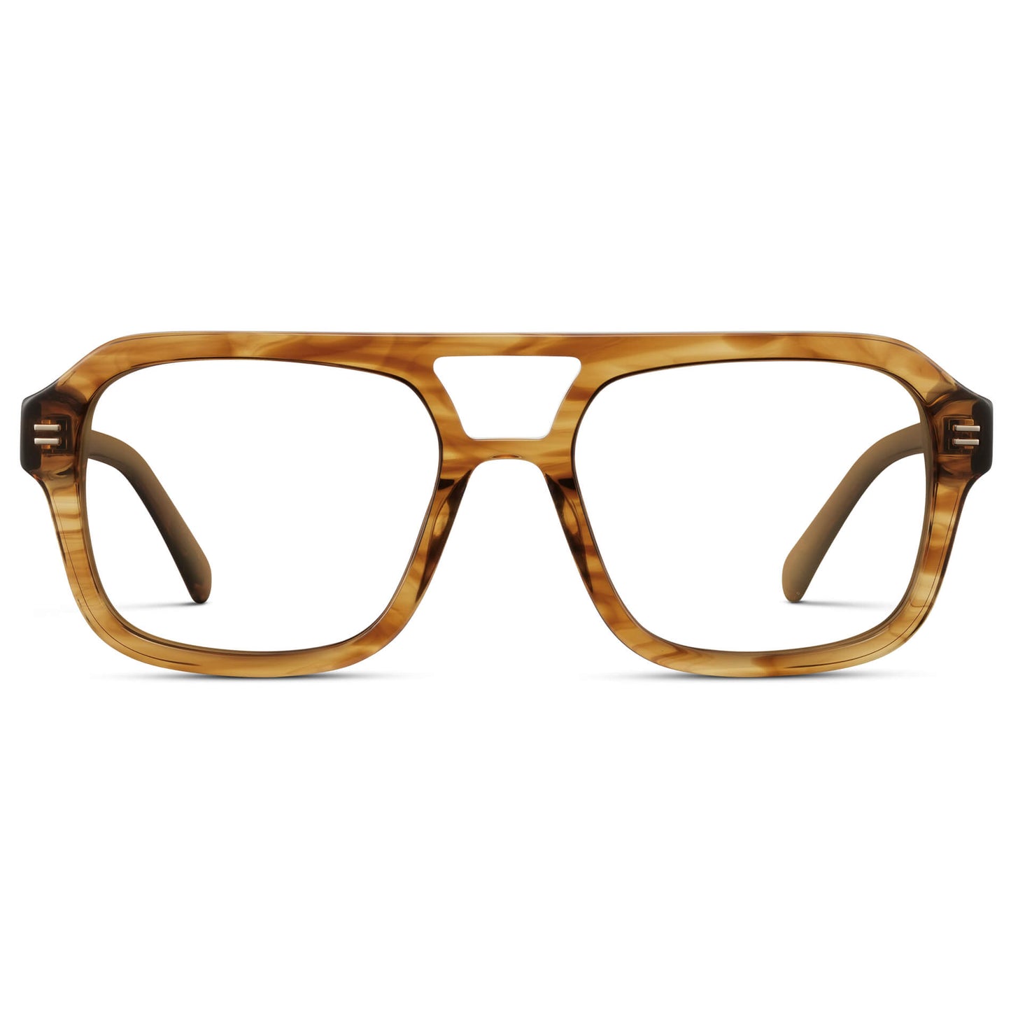 Crystal Brown Grain || Square Frame Glasses with Clear Prescription Lenses.