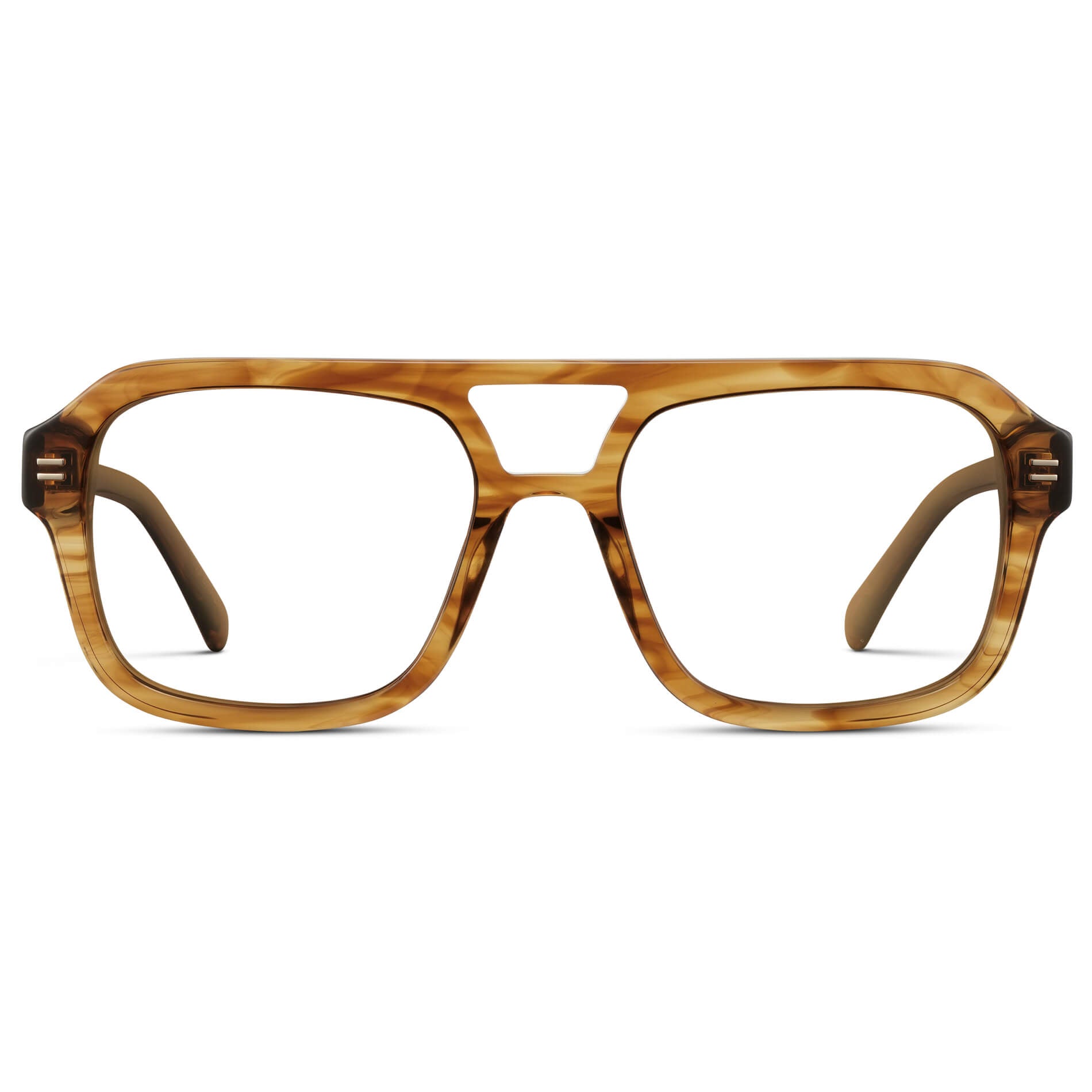 Crystal Brown Grain || Square Frame Glasses with Clear Prescription Lenses.