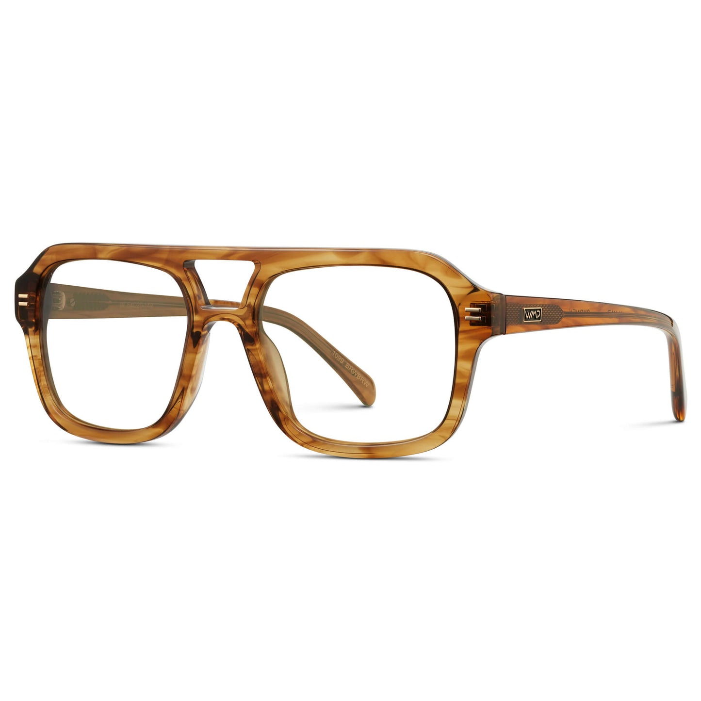 Crystal Brown Grain || Square Frame Glasses with Clear Prescription Lenses.