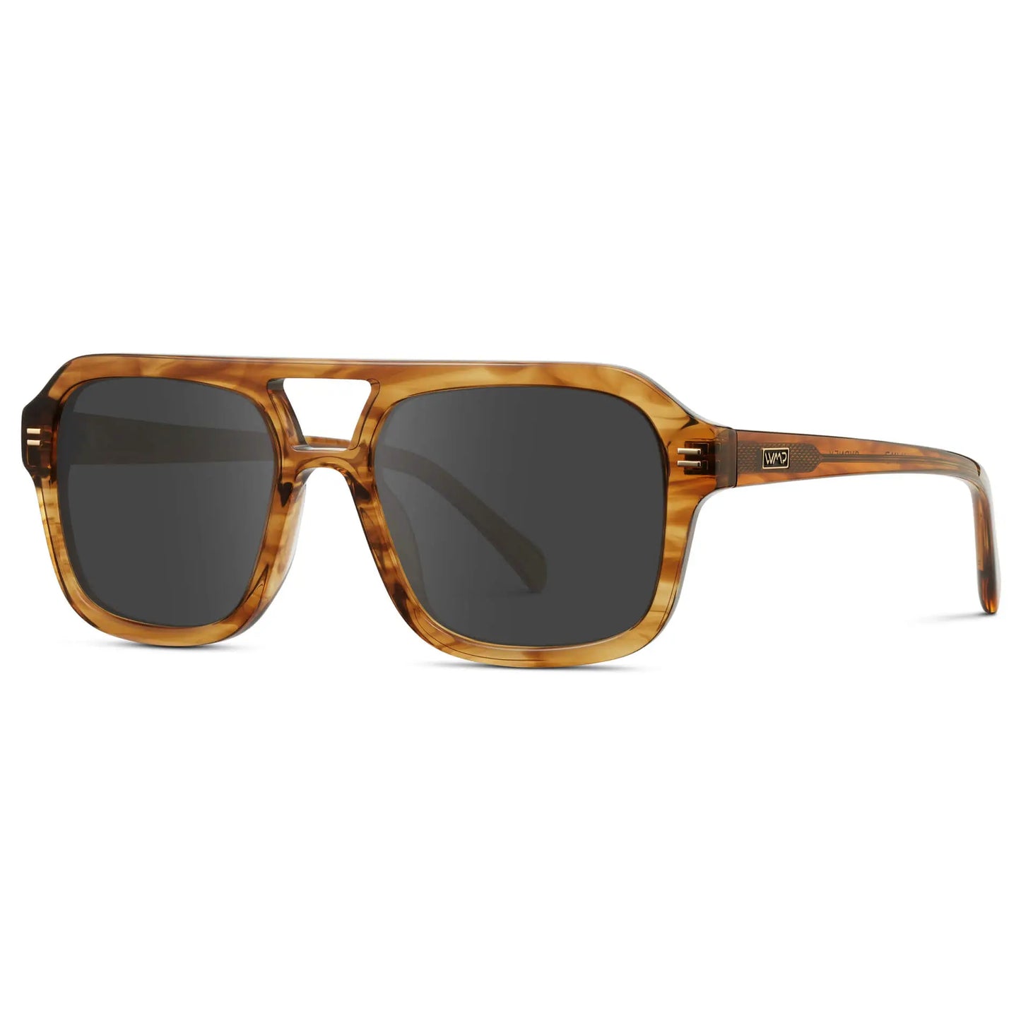 Crystal Brown Grain / Grey || Women's Oversized Square Prescription Sunglasses with Crystal Brown Grain Frame and Grey Lenses on a white background