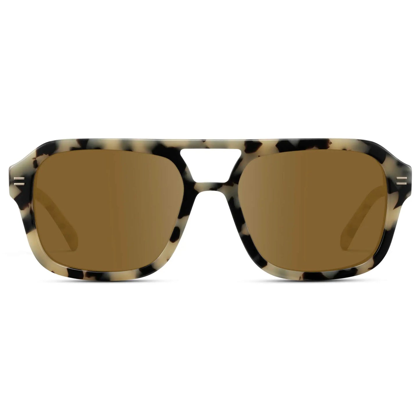 Beige Tortoise / Amber || Women's Oversized Square Prescription Sunglasses with Beige Tortoise Frame and Brown Lenses on a white background