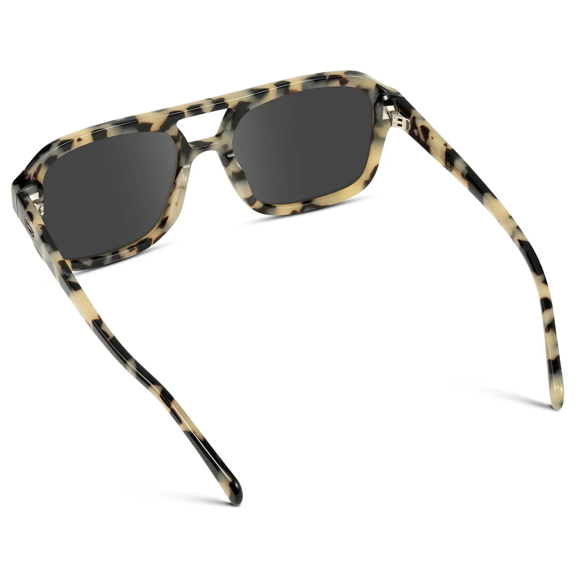 Beige Tortoise / Grey || Back view of Women's Oversized Square Prescription Sunglasses with Beige Tortoise Frame and Grey Lenses on a white background