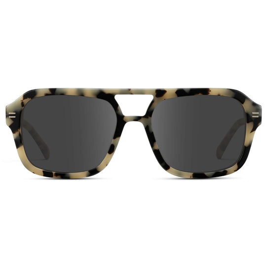 Beige Tortoise / Grey || Oversized Square Prescription Sunglasses