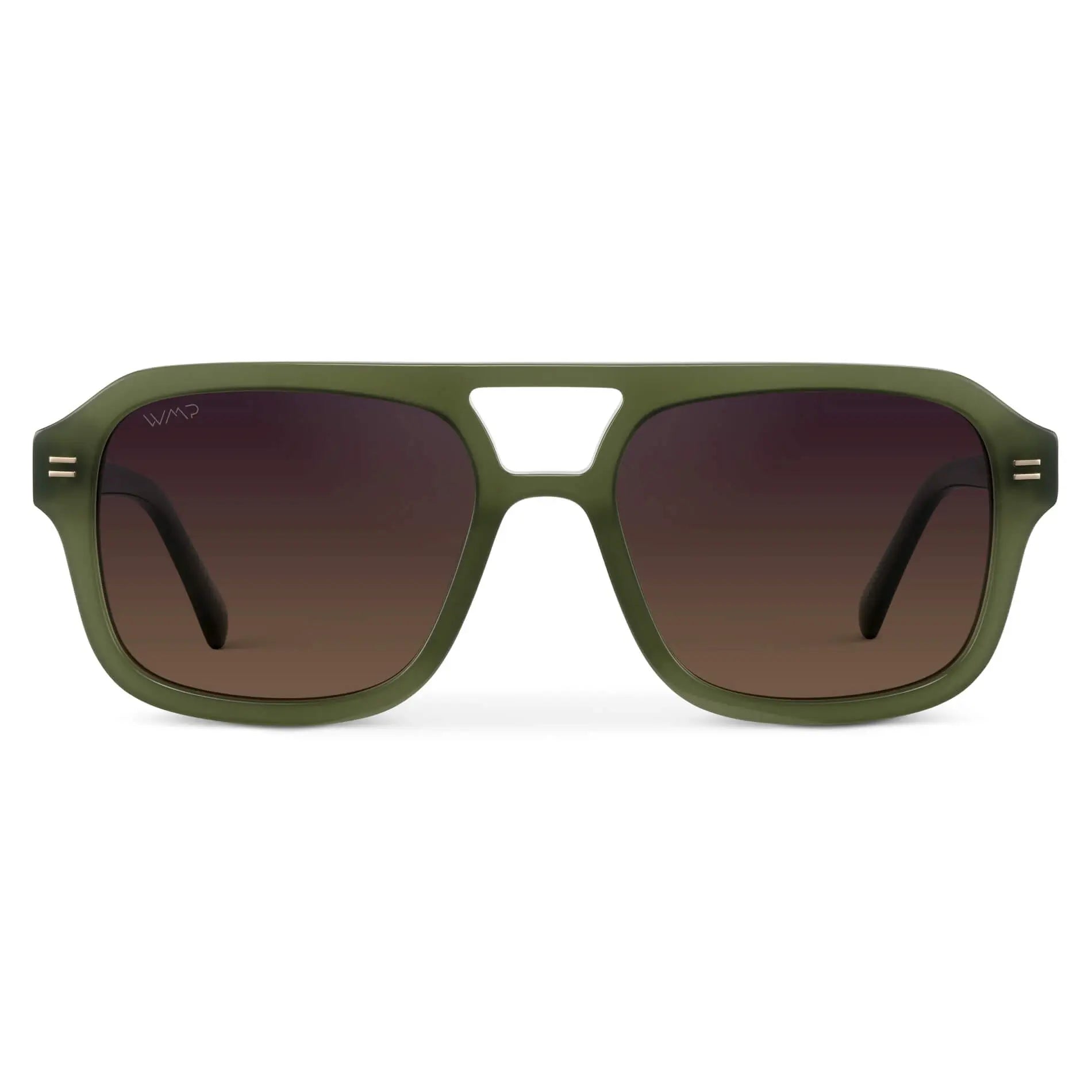 Olive Green / Sunset Gradient Lens || Women's Oversized Square Aviator Sunglasses in Olive Green with Sunset Gradient Lenses