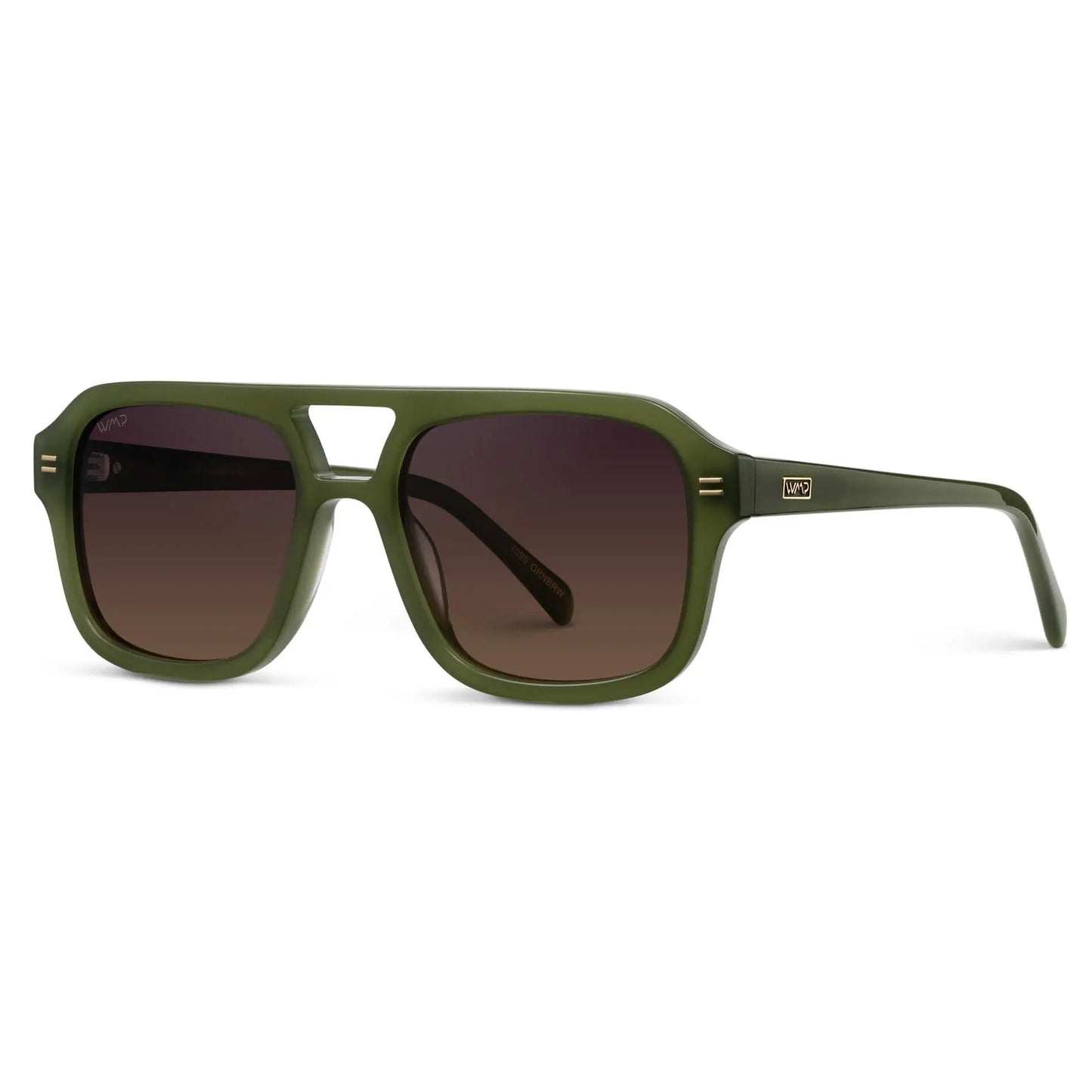 Olive Green / Sunset Gradient Lens || Women's Oversized Square Aviator Sunglasses in Olive Green with Sunset Gradient Lenses