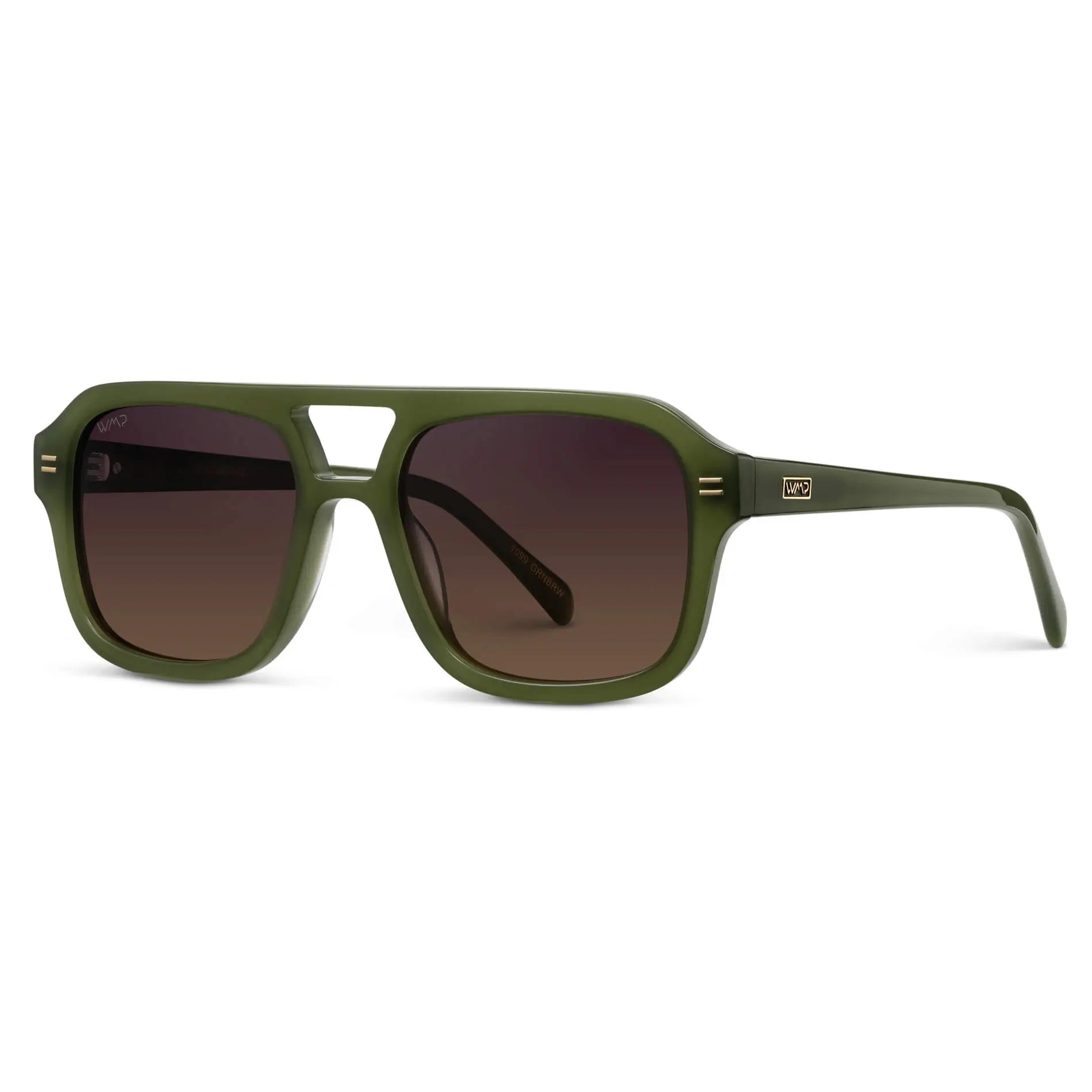 Olive Green / Sunset Gradient Lens || Women's Oversized Square Aviator Sunglasses in Olive Green with Sunset Gradient Lenses