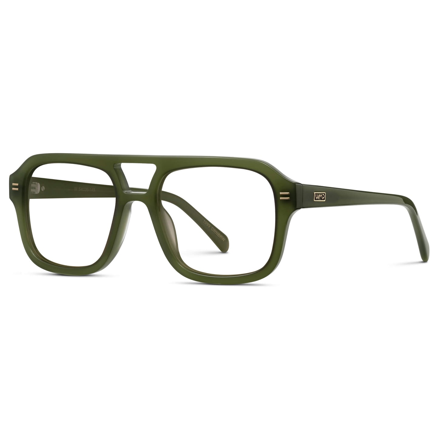Olive Green || Square Frame Glasses with Clear Prescription Lenses.