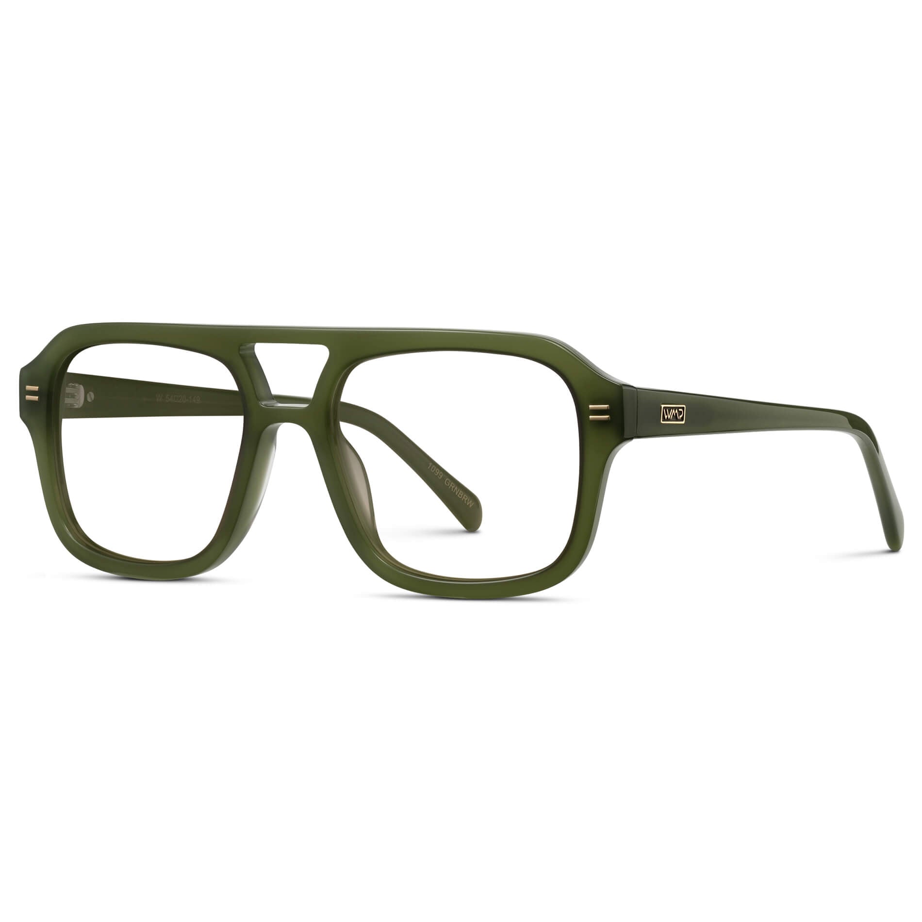 Olive Green || Square Frame Glasses with Clear Prescription Lenses.
