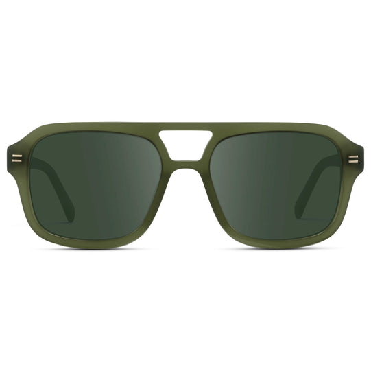 Olive Green / G15 || Oversized Square Prescription Sunglasses