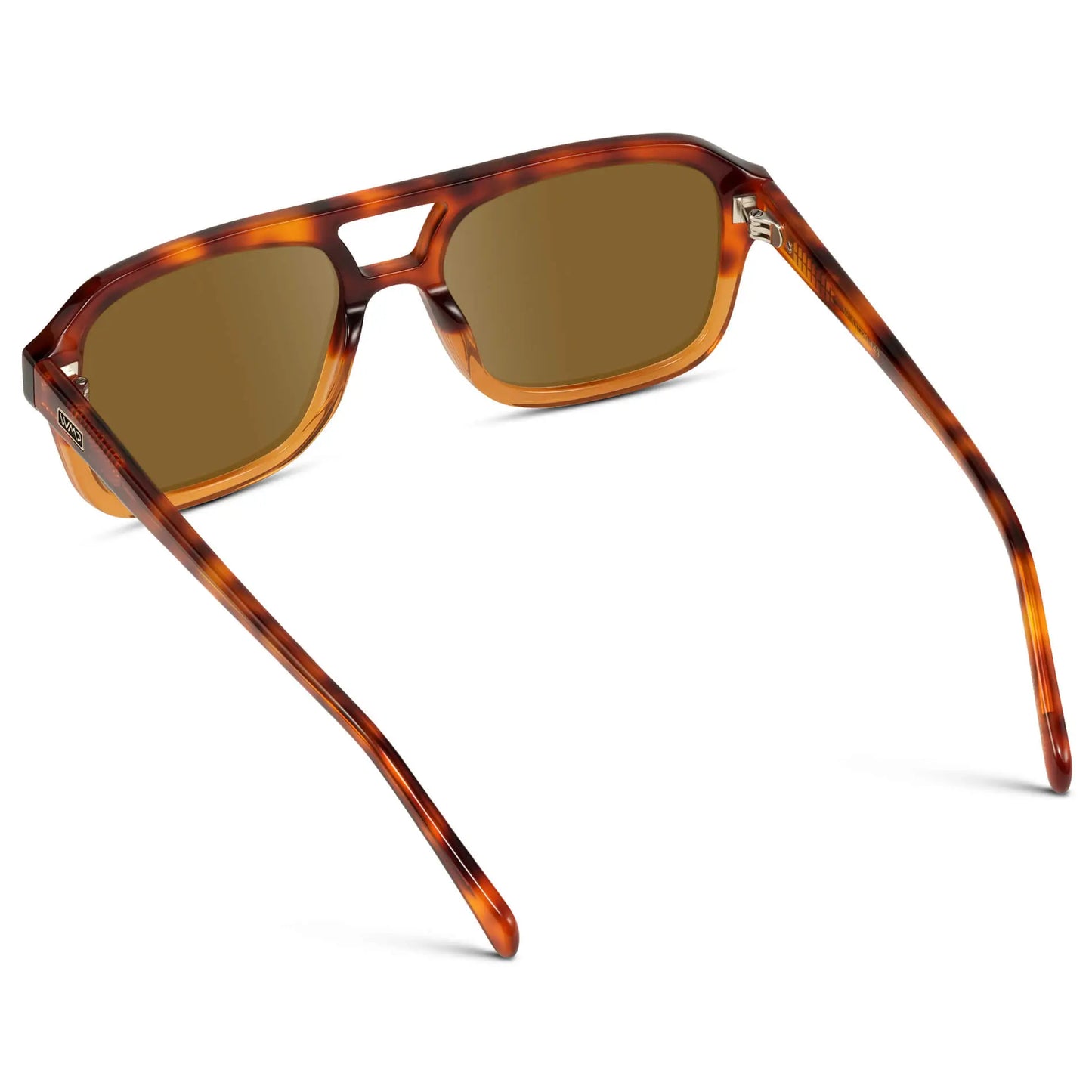 Sunset Tortoise / Amber || Back view of Women's Oversized Square Prescription Sunglasses with Sunset Tortoise Frame and Brown Lenses on a white background