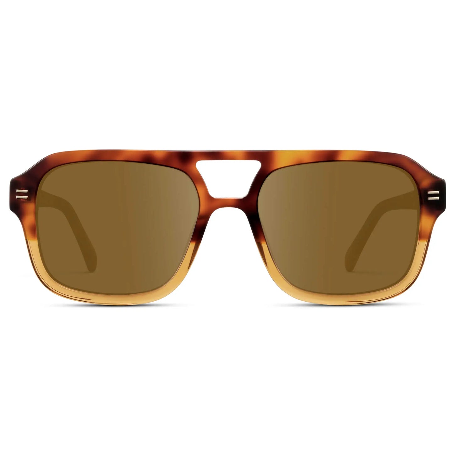 Sunset Tortoise / Amber || Women's Oversized Square Prescription Sunglasses with Sunset Tortoise Frame and Brown Lenses on a white background
