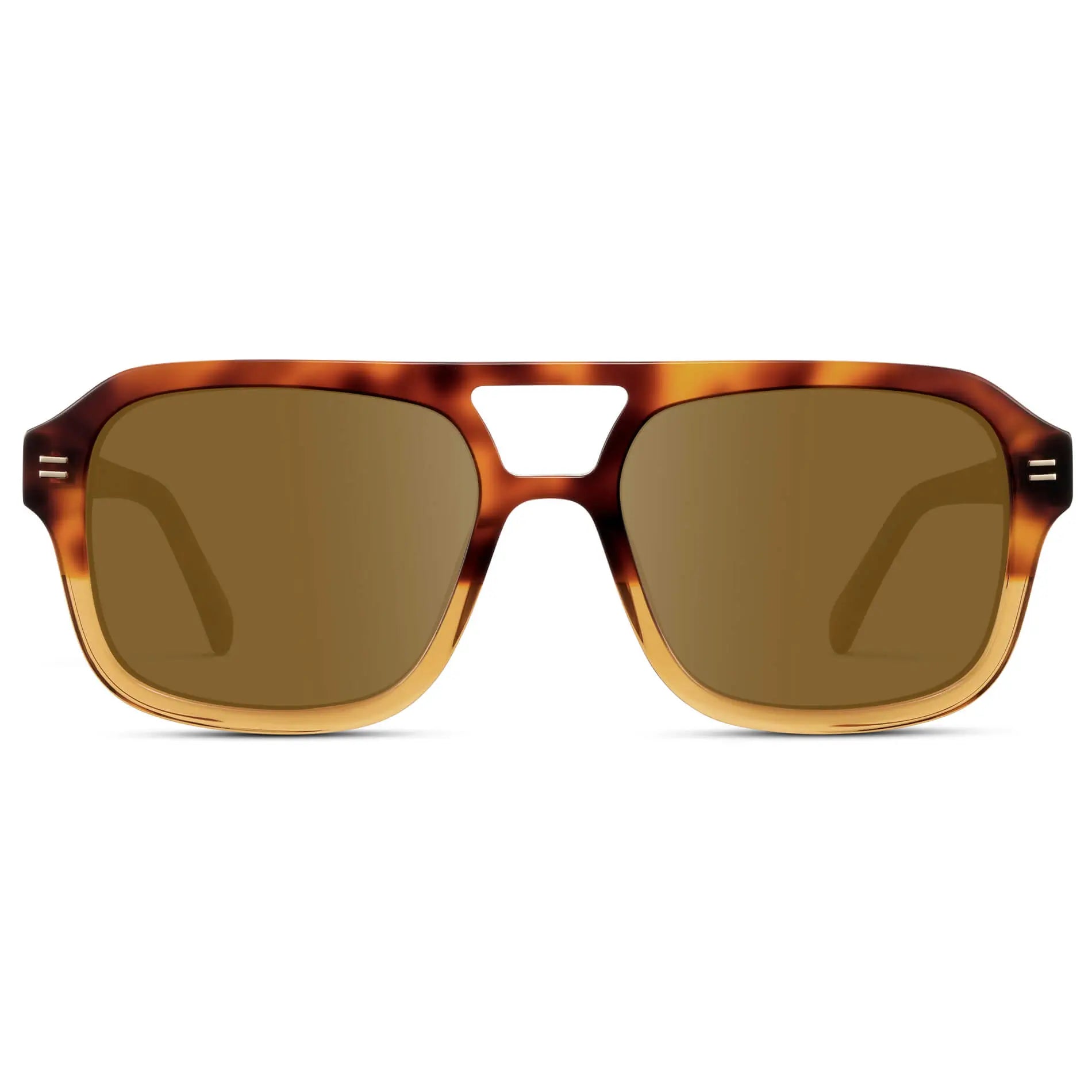 Sunset Tortoise / Amber || Women's Oversized Square Prescription Sunglasses with Sunset Tortoise Frame and Brown Lenses on a white background