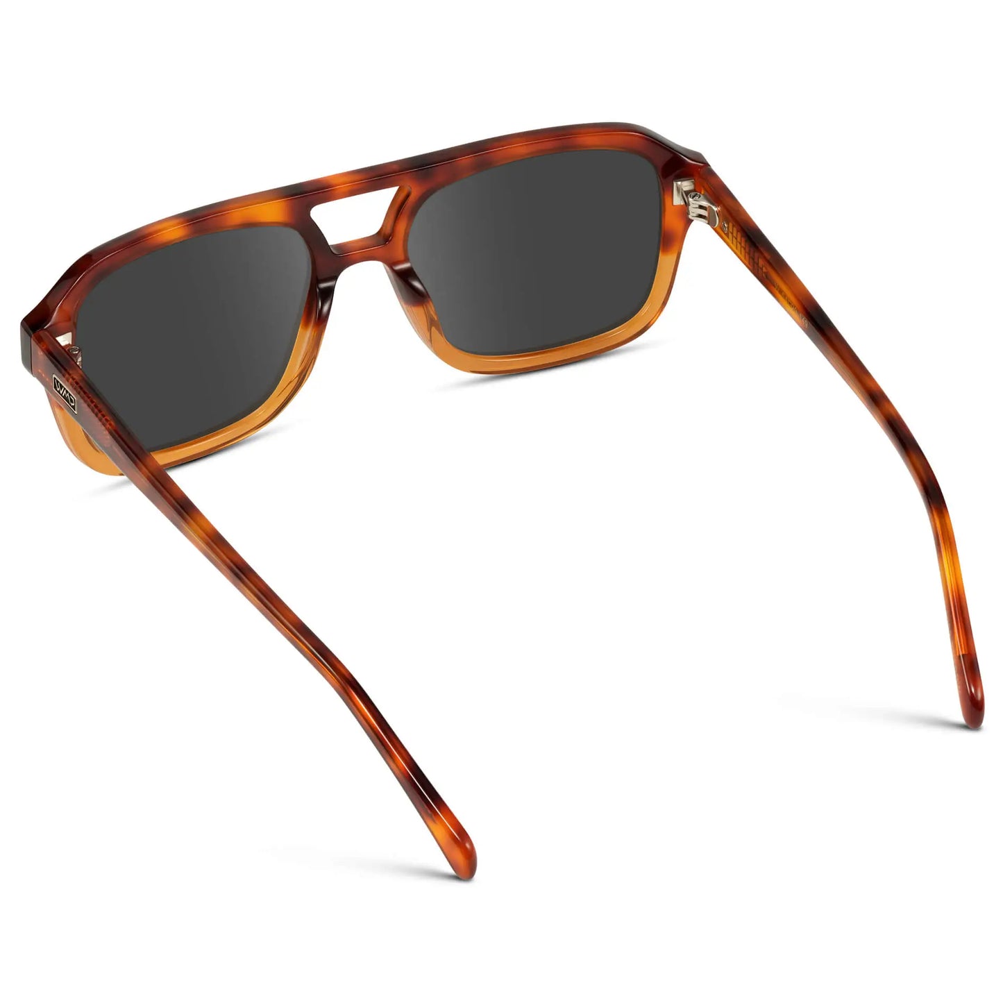 Sunset Tortoise / Grey || Back view of Women's Oversized Square Prescription Sunglasses with Sunset Tortoise Frame and Grey Lenses on a white background