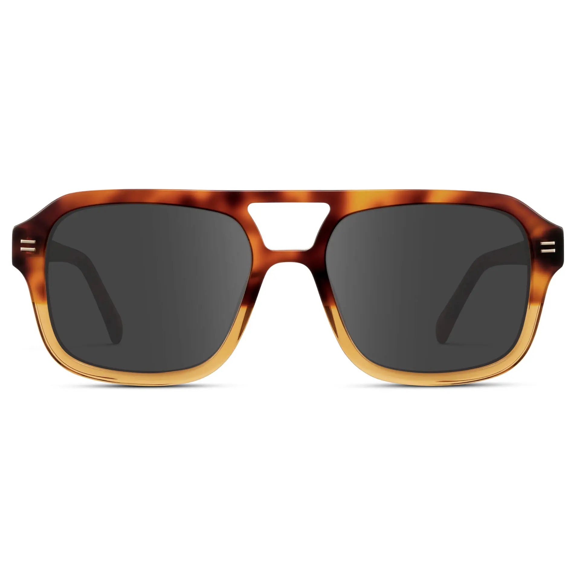 Sunset Tortoise / Grey || Women's Oversized Square Prescription Sunglasses with Sunset Tortoise Frame and Grey Lenses on a white background