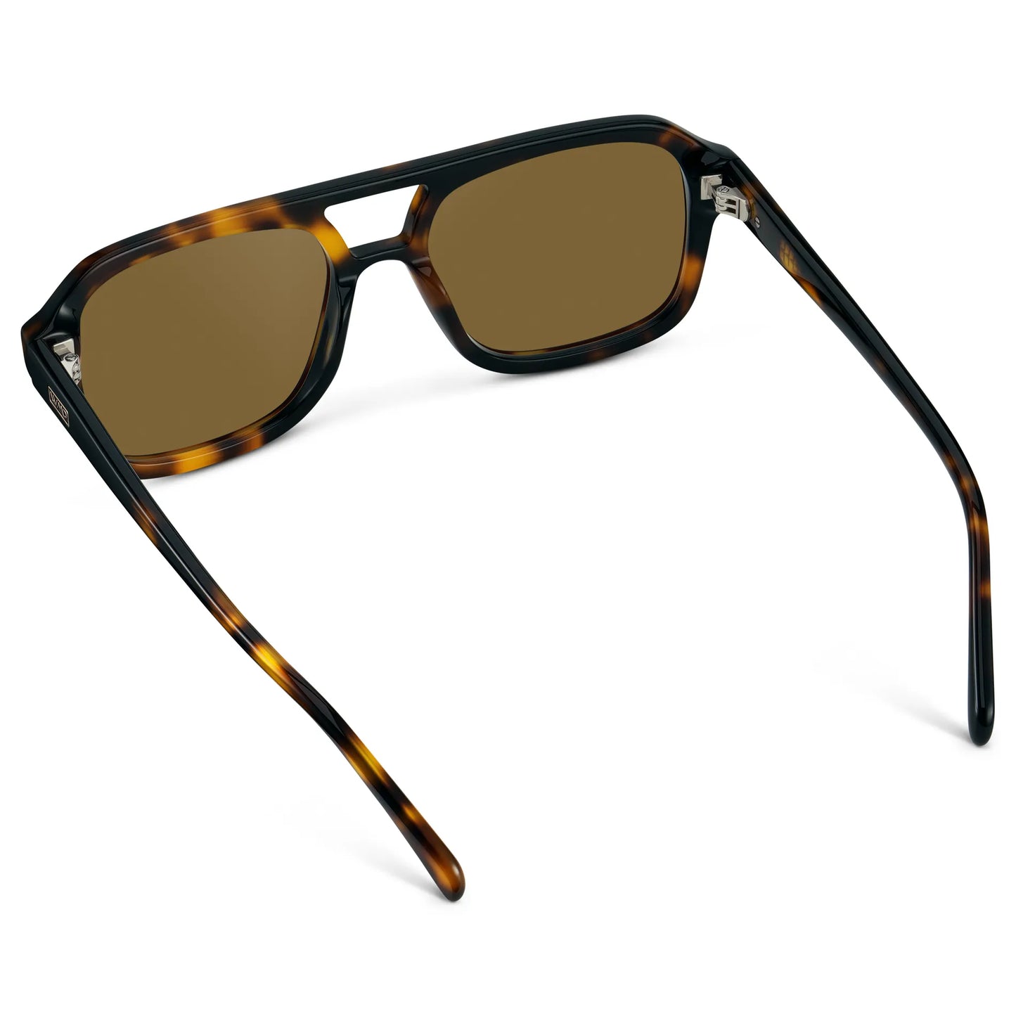 Brown Tortoise / Amber || Back view of Women's Oversized Square Prescription Sunglasses with Brown Tortoise Frame and Brown Lenses on a white background