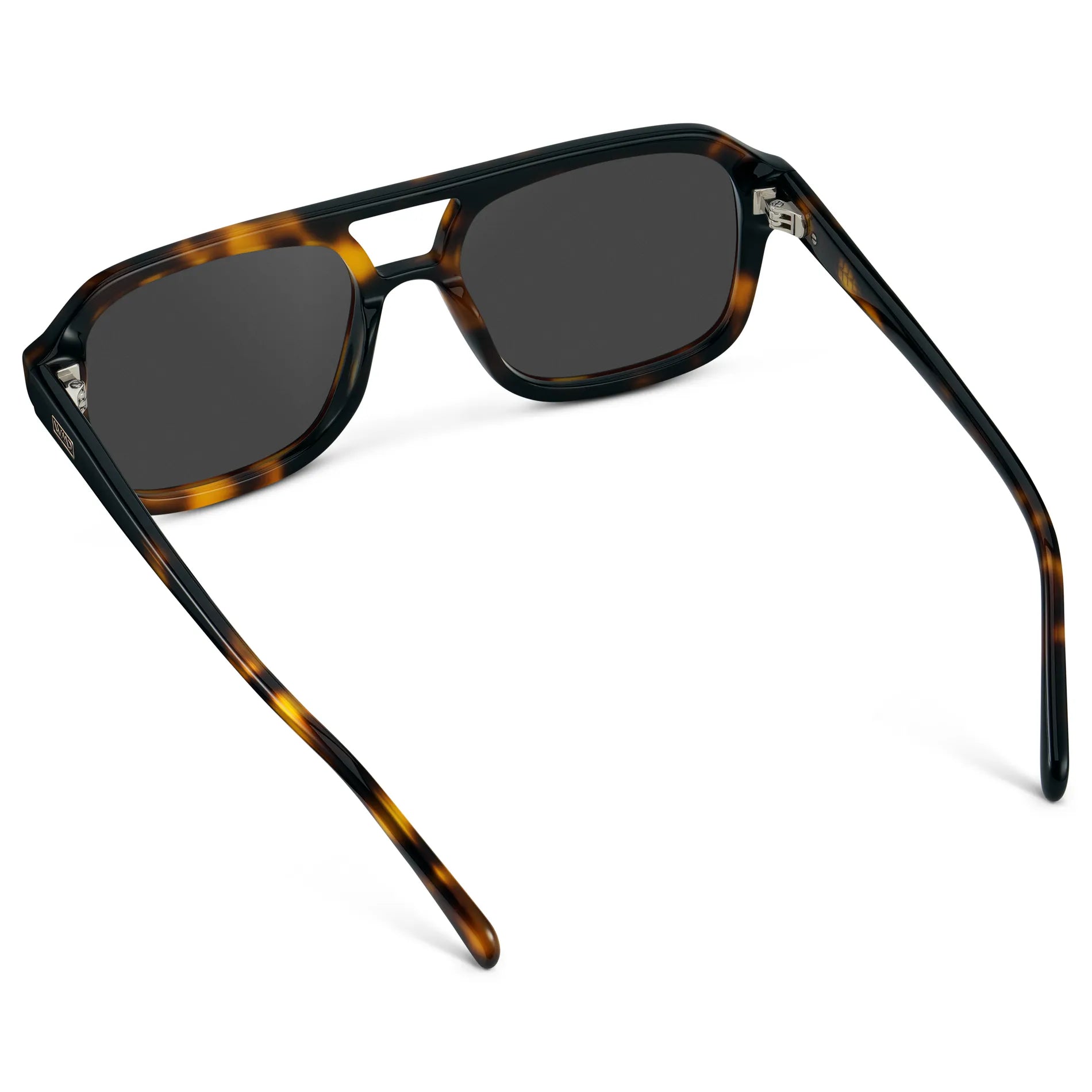 Brown Tortoise / Grey || Back view of Women's Oversized Square Prescription Sunglasses with Brown Tortoise Frame and Grey Lenses on a white background