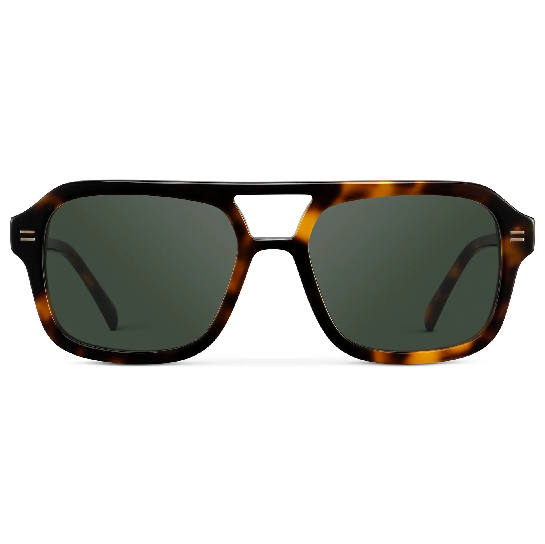 Brown Tortoise / G15 || Women's Oversized Square Prescription Sunglasses with Brown Tortoise Frame and Green Lenses on a white background