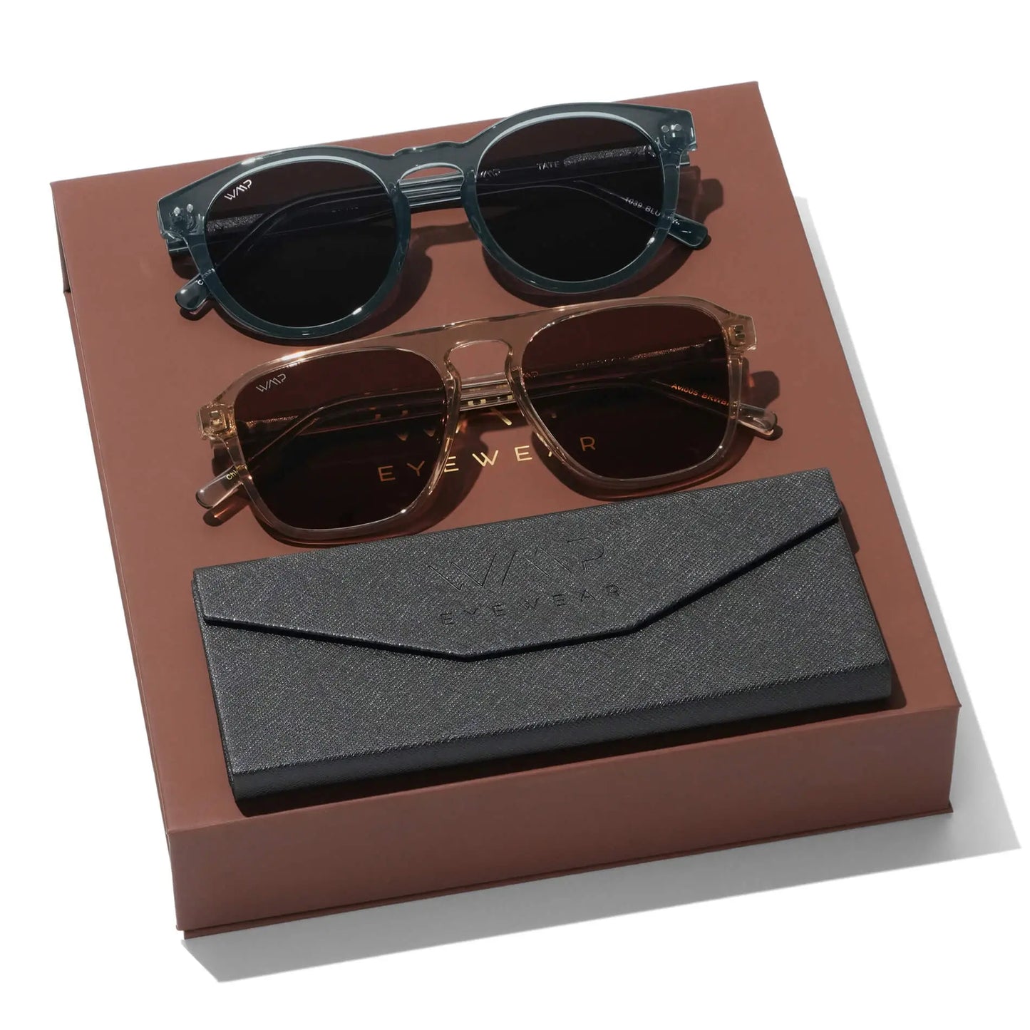 Tate and Emerson || Sunglasses Gift Kit for Women with Best Selling styles Tate in Crystal Blue and Emerson in Light Crystal Brown
