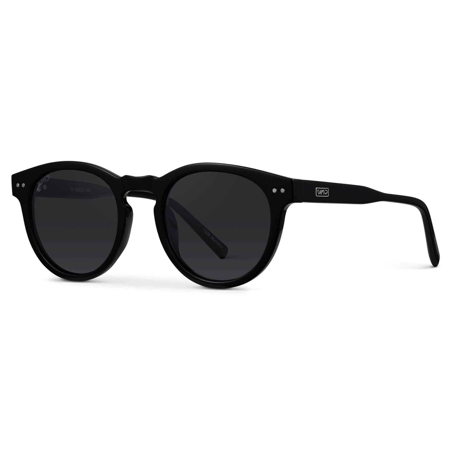 Black Frame / Black Lens || Black Round Frame Sunglasses with Black Polarized Lenses