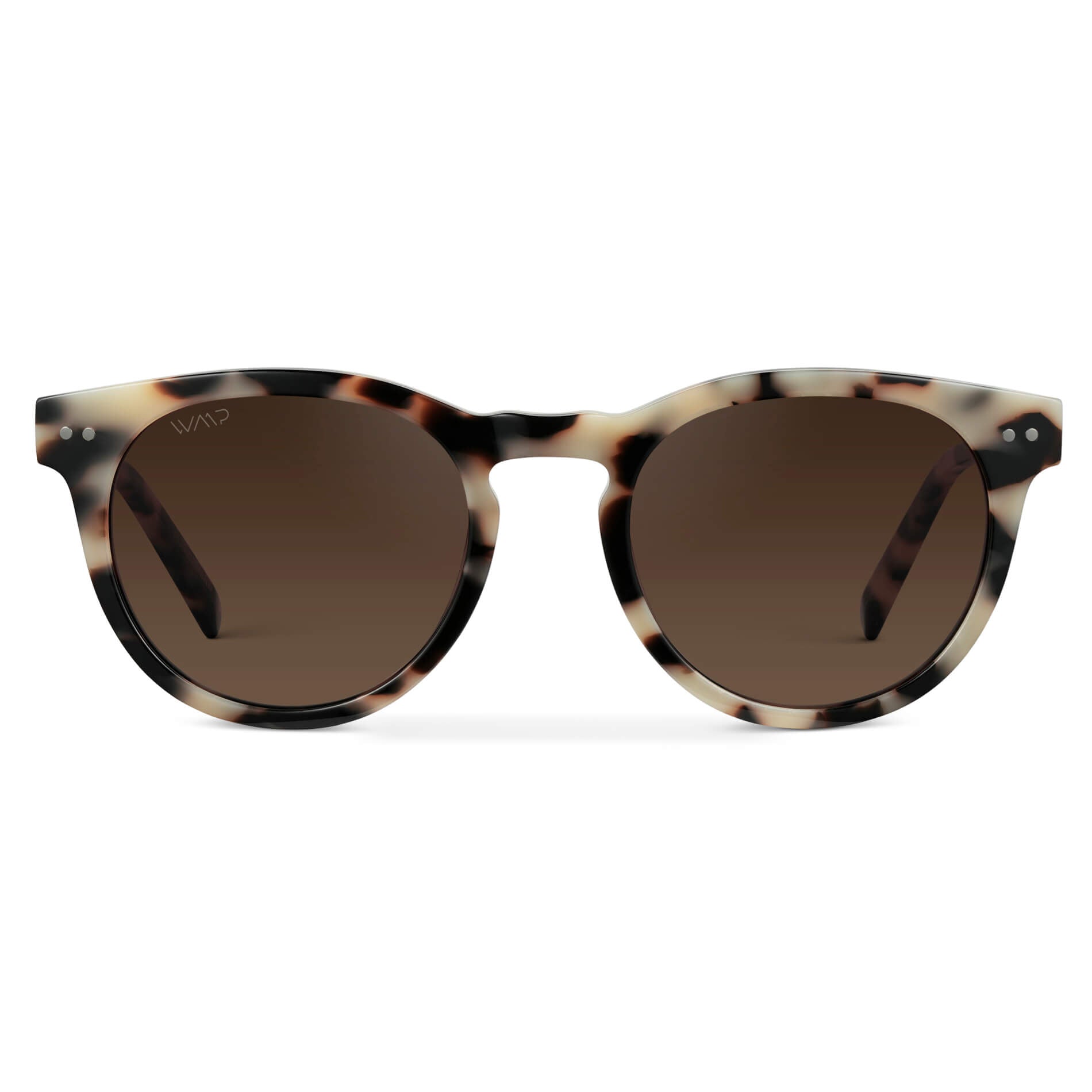 Beige Tortoise / Brown Gradient Lens || Tortoise Round Frame Sunglasses with Brown Polarized Lenses