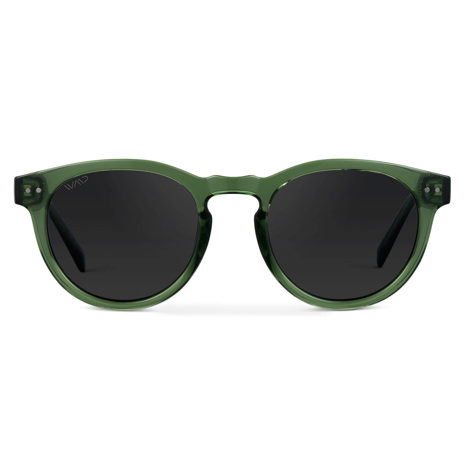Emerald Green / Black Lens || Emerald Green Round Frame Sunglasses with Black Polarized Lenses
