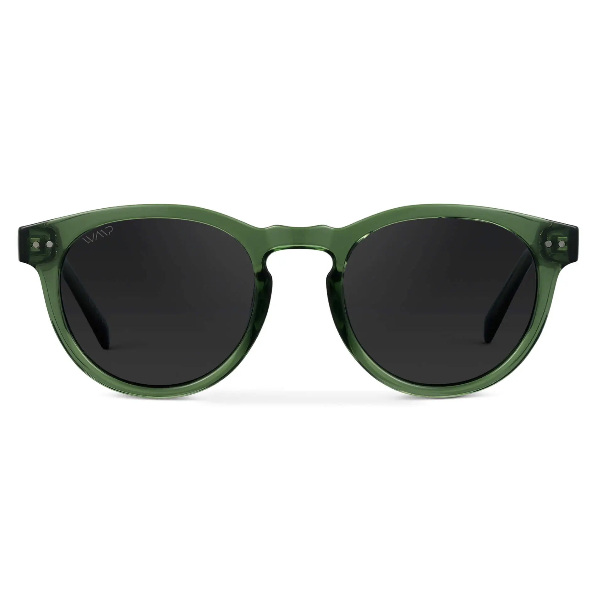Emerald Green / Black Lens / Medium || Women's Emerald Green Round Frame Sunglasses with Black Polarized Lenses