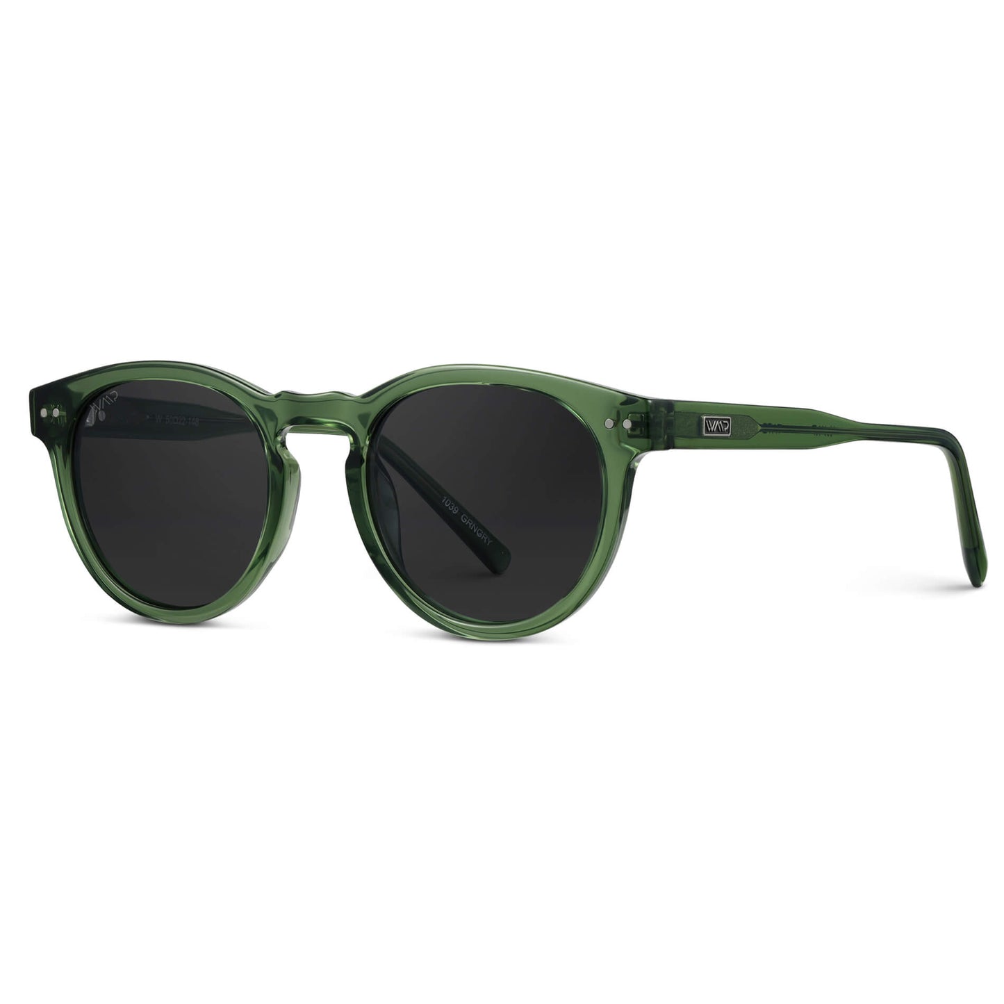 Emerald Green / Black Lens || Emerald Green Round Frame Sunglasses with Black Polarized Lenses