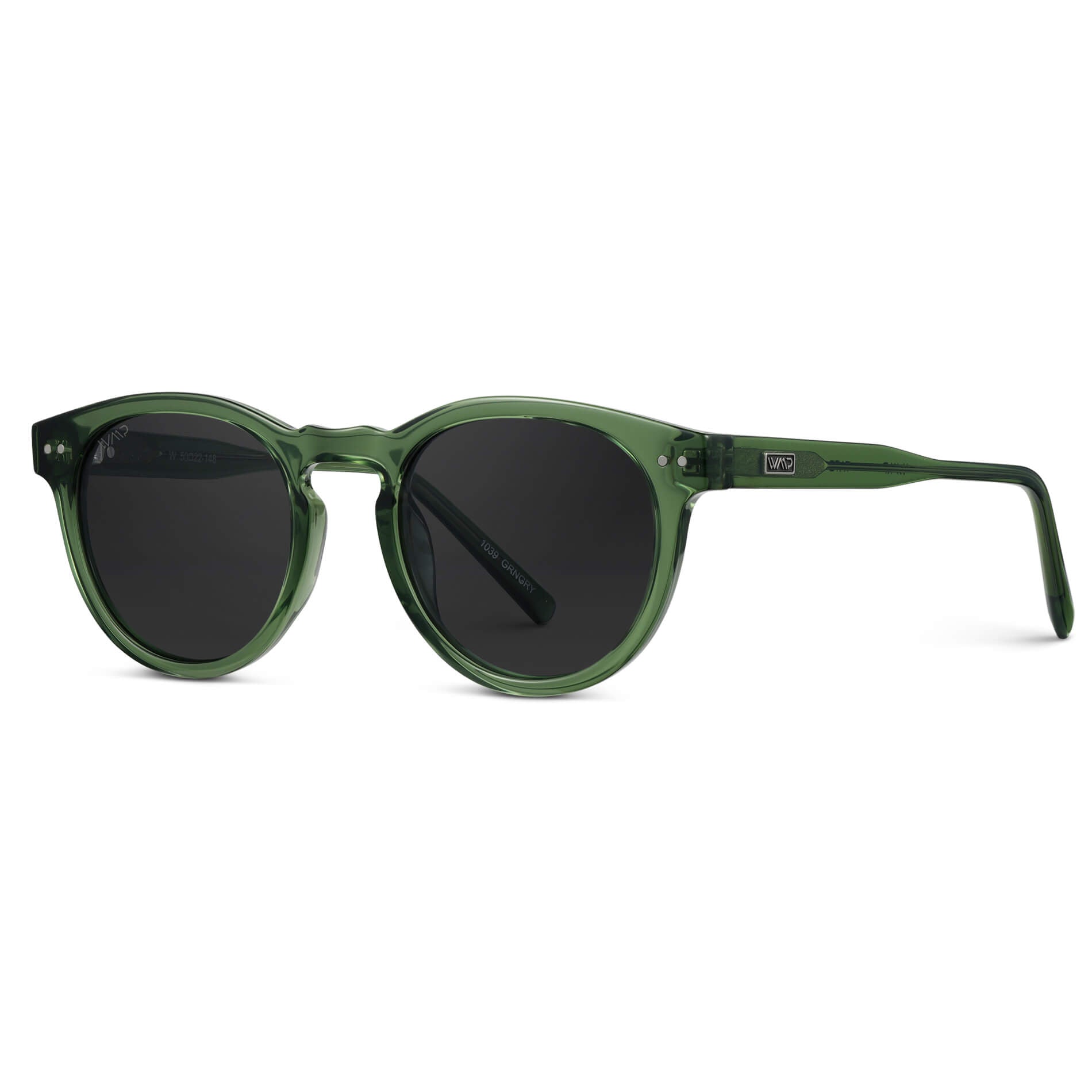 Emerald Green / Black Lens || Emerald Green Round Frame Sunglasses with Black Polarized Lenses
