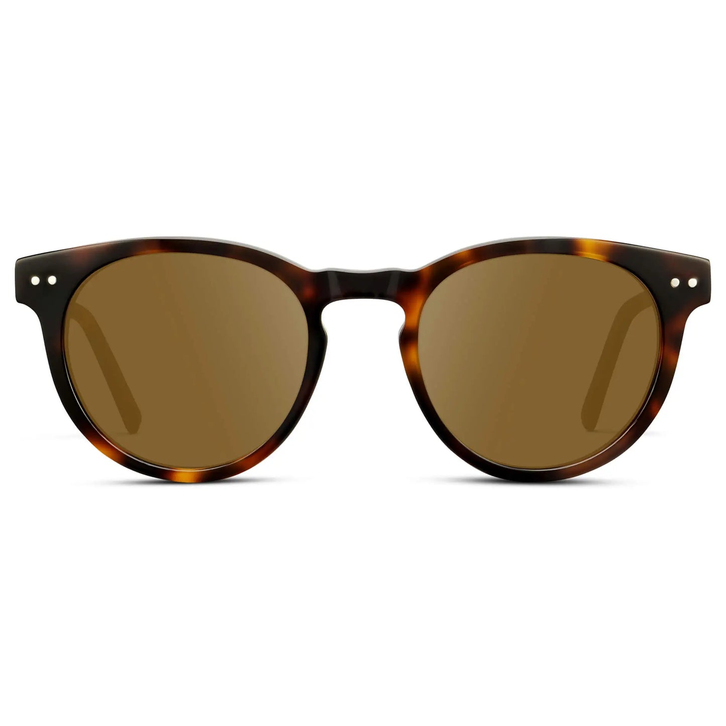 Brown Tortoise / Amber || Brown Tortoise Round Acetate Frame with Amber Prescription Lens on a white background