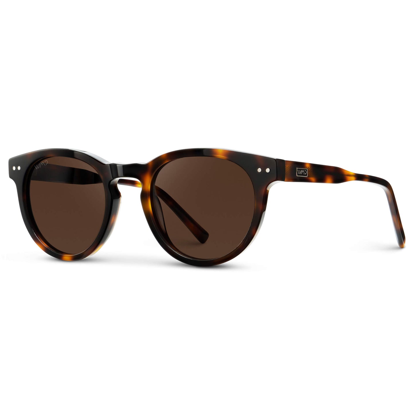 Brown Tortoise / Dark Brown Lens || Brown Tortoise Round Acetate Frame Sunglasses with Dark Brown Polarized Lenses