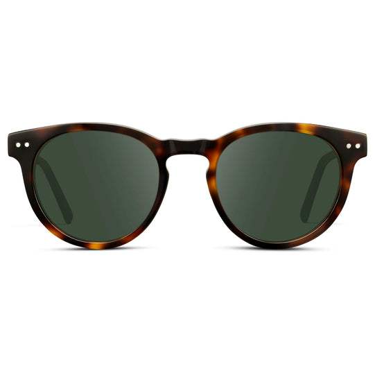 Brown Tortoise / G15 Lens || Brown Tortoise Round Acetate Frame with Green Prescription Lens