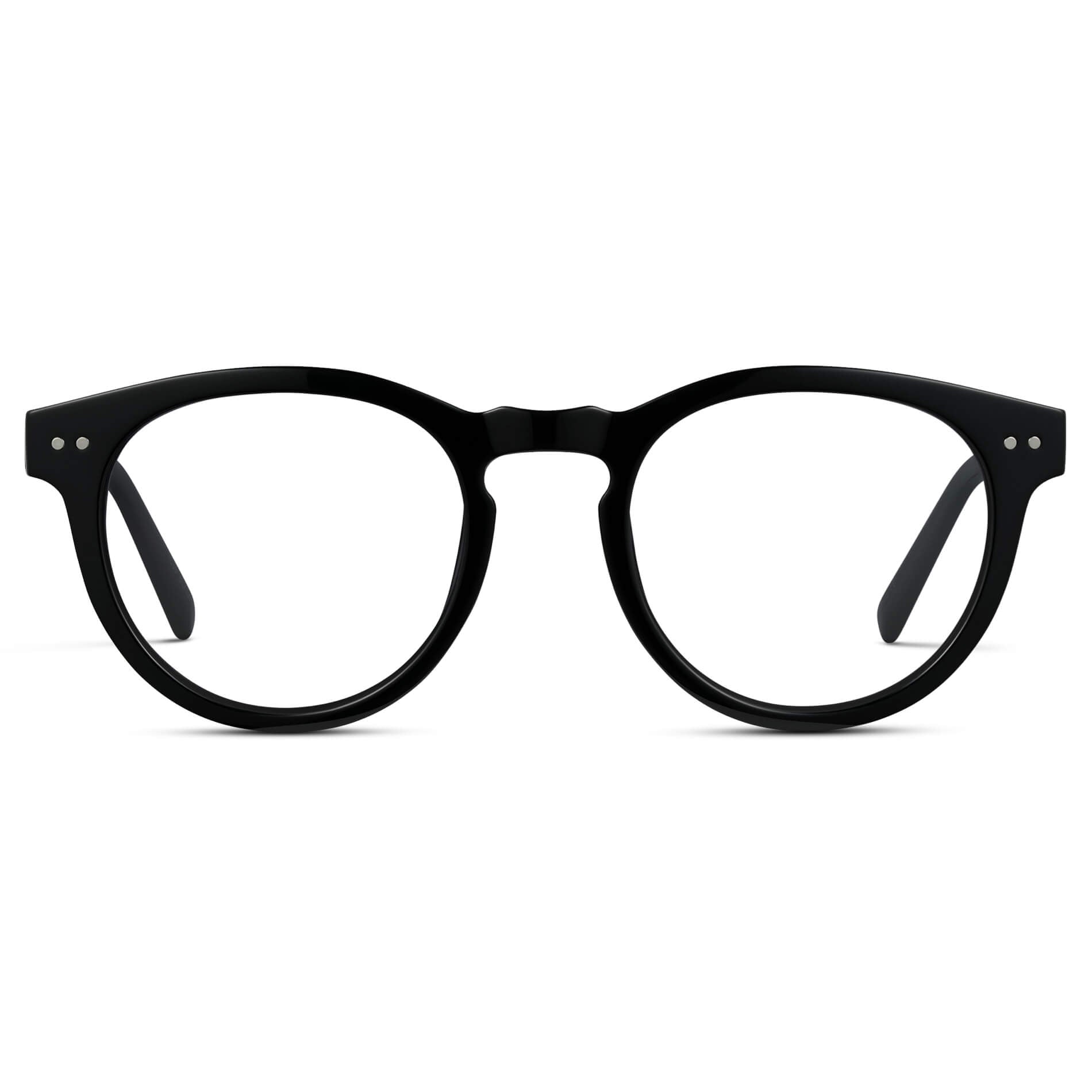 Black || Black Round Frame Prescription Glasses with Clear Lenses