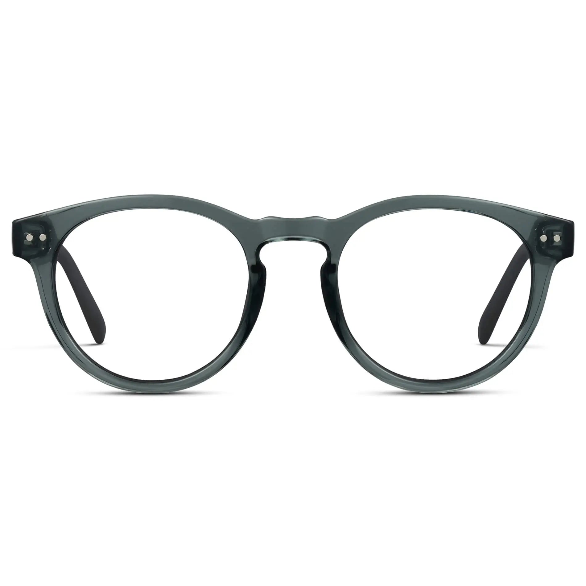 Crystal Blue || Women's Round Prescription Glasses with Crystal Blue Frame and Clear Lenses on a white background