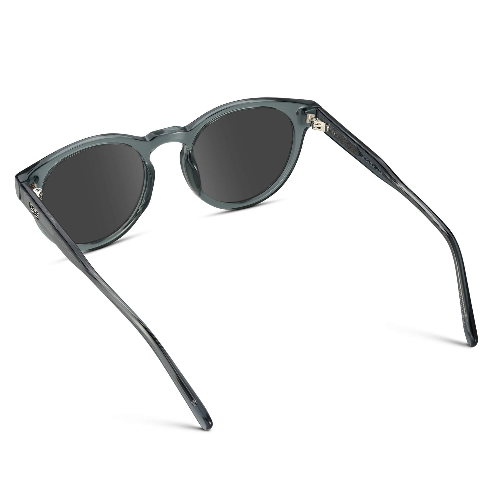 Crystal Blue / Grey Lens || Blue Round Frame Prescription Sunglasses with Grey Lenses