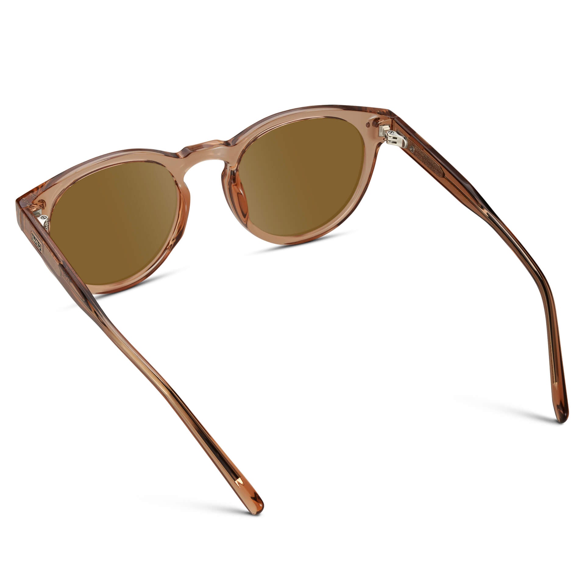 Light Crystal Brown / Amber Lens || Brown Round Frame Prescription Sunglasses with Brown Lenses