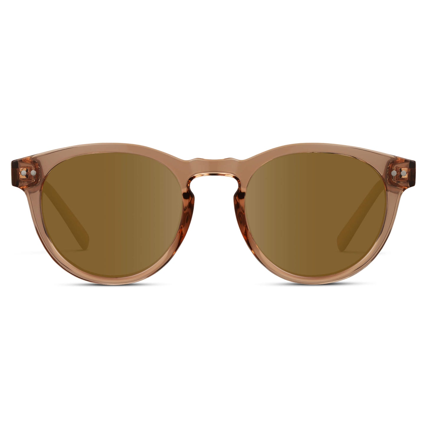 Light Crystal Brown / Amber Lens || Brown Round Frame Prescription Sunglasses with Brown Lenses