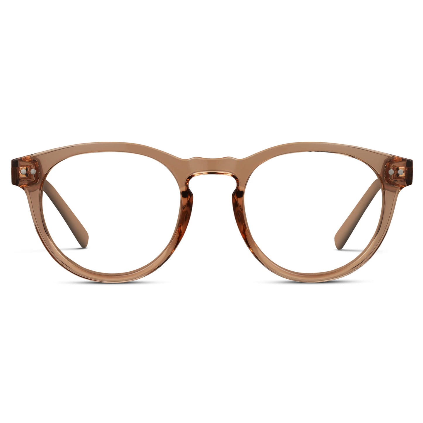 Light Crystal Brown || Brown Round Frame Prescription Glasses with Clear Lenses