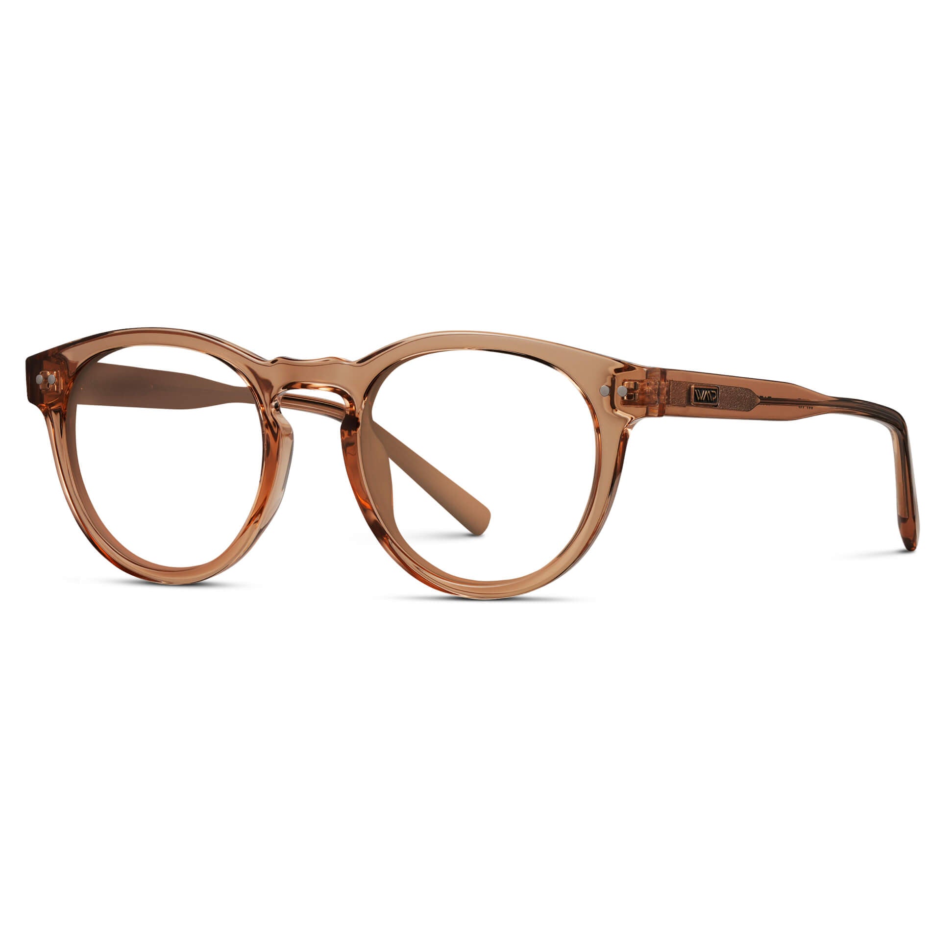 Light Crystal Brown || Brown Round Frame Prescription Glasses with Clear Lenses