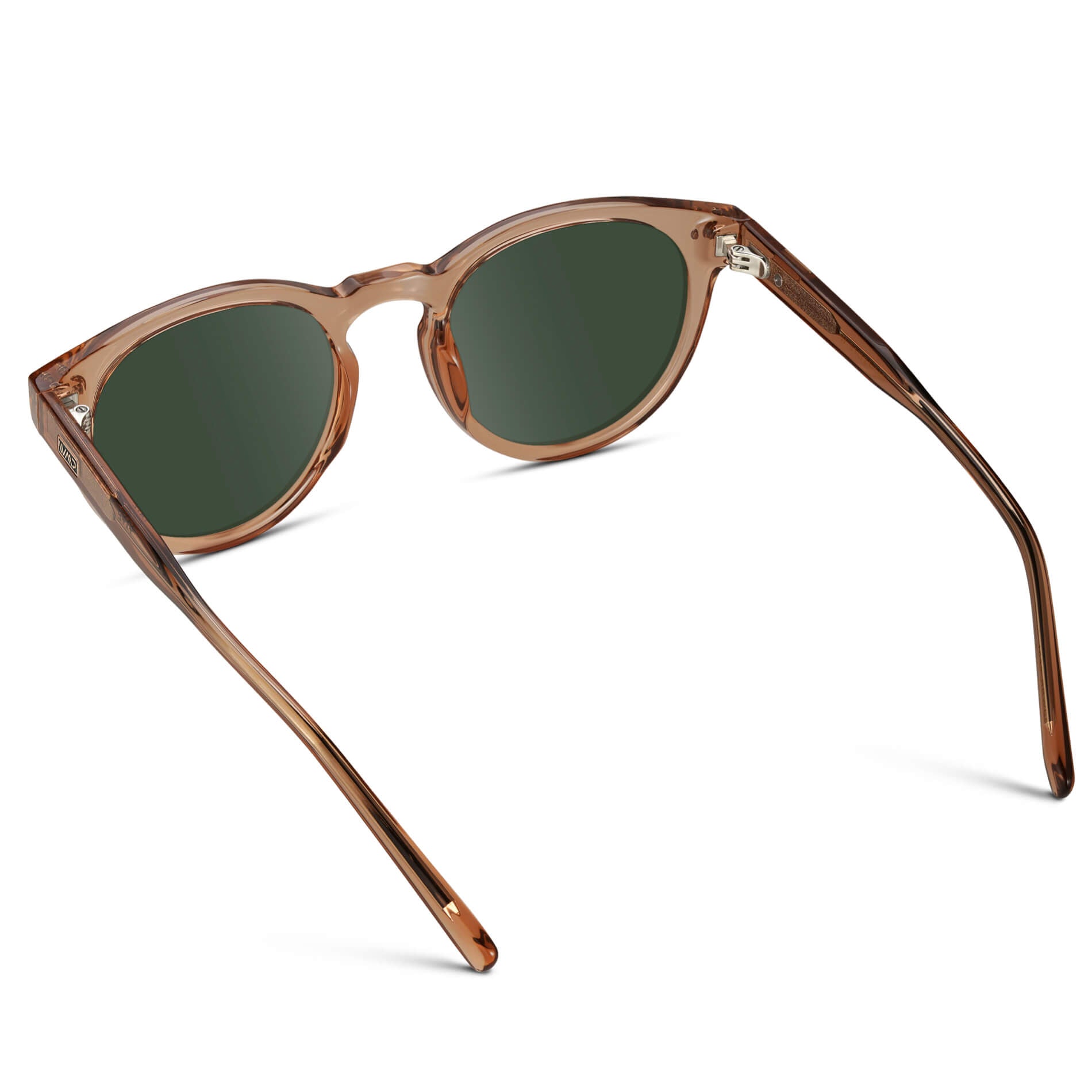 Light Crystal Brown / G15 Lens || Brown Round Frame Prescription Sunglasses with Green Lenses