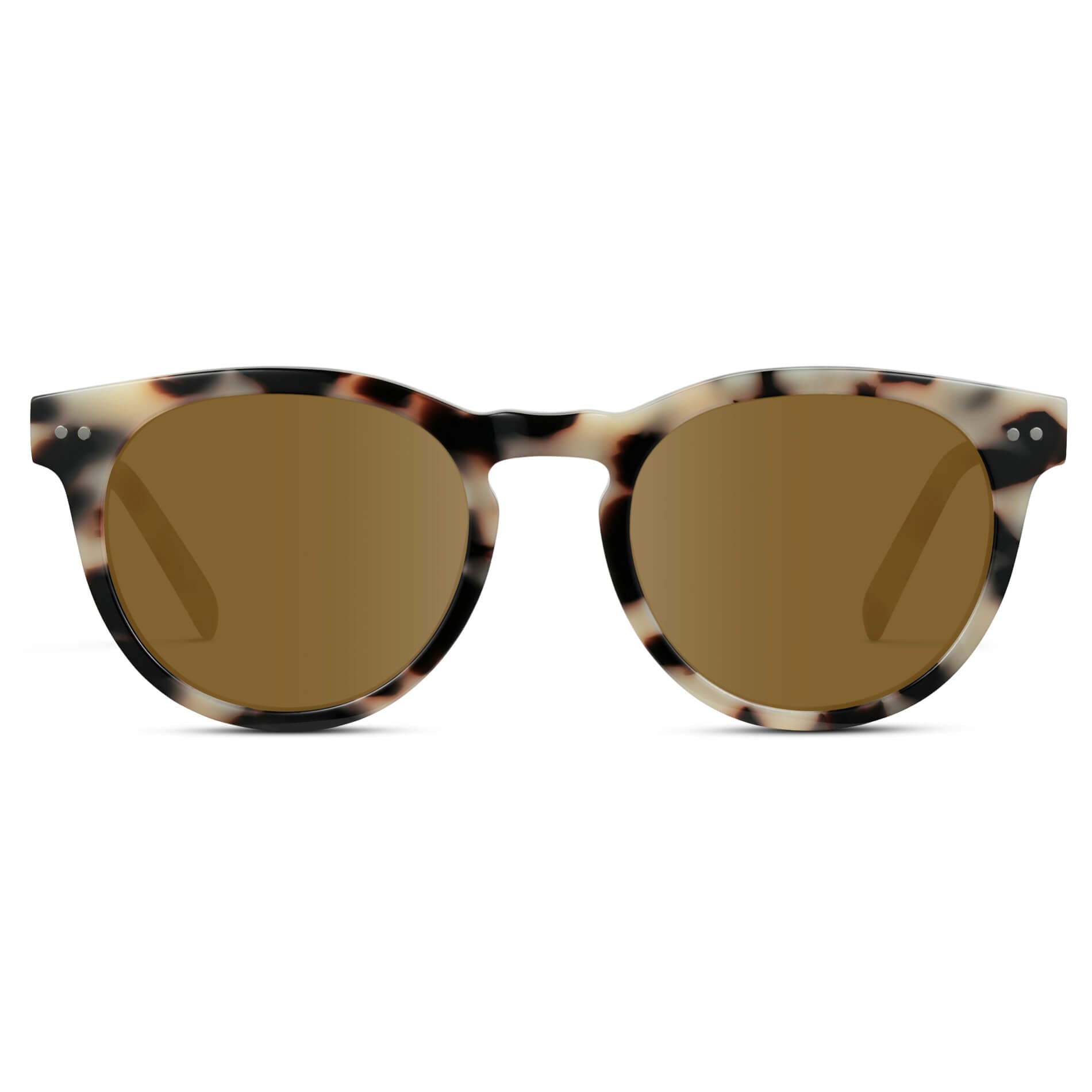 Beige Tortoise / Amber Lens || Tortoise Round Frame Prescription Sunglasses with Brown Lenses