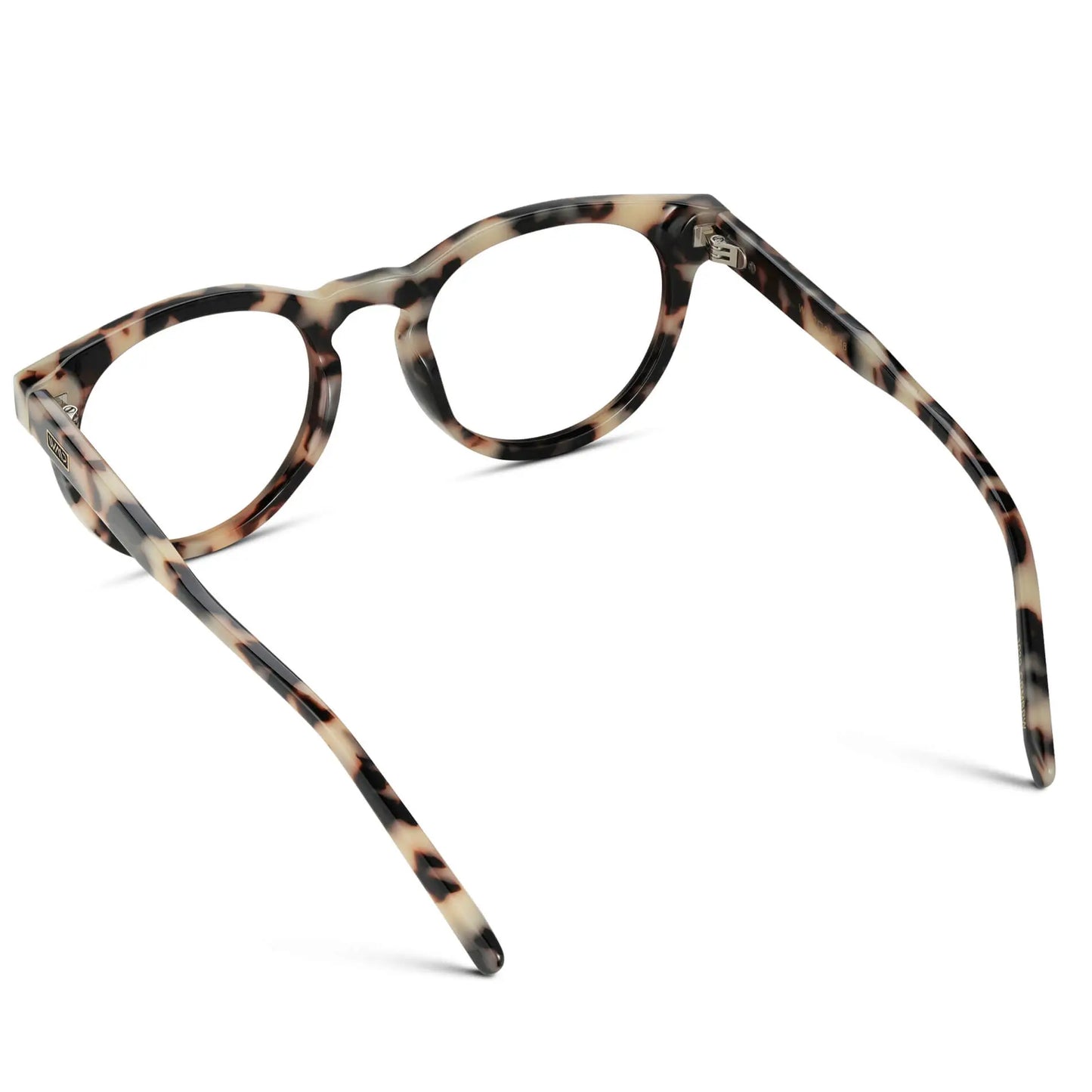 Beige Tortoise || Back view of Women's Round Prescription Glasses with Beige Tortoise Frame and Clear Lenses on a white background