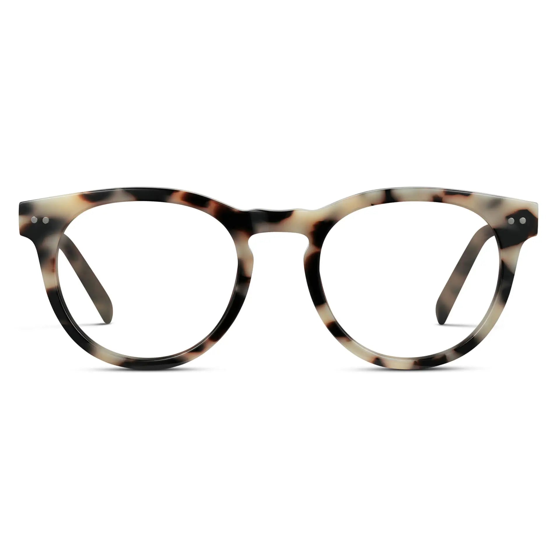 Beige Tortoise || Women's Round Prescription Glasses with Beige Tortoise Frame and Clear Lenses on a white background