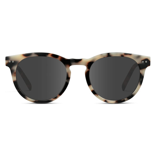 Beige Tortoise / Grey Lens || Tortoise Round Frame Prescription Sunglasses with Grey Lenses