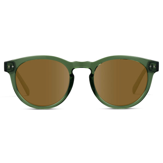 Emerald Green / Amber Lens || Emerald Green Round Frame with Brown Prescription Lens