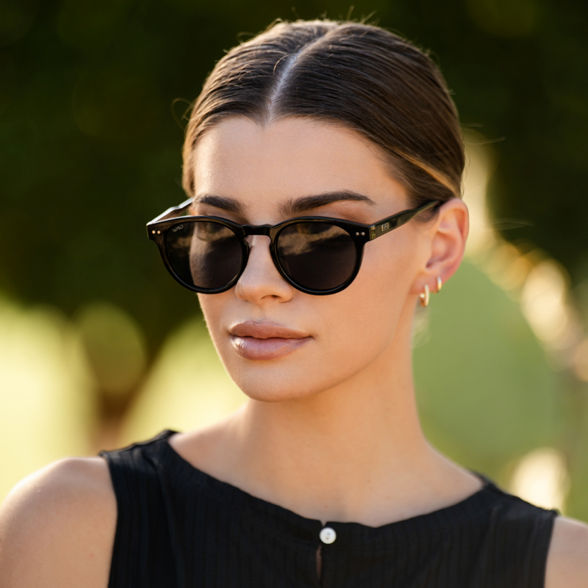 Black Frame / Black Lens || Black Round Frame Sunglasses with Black Polarized Lenses