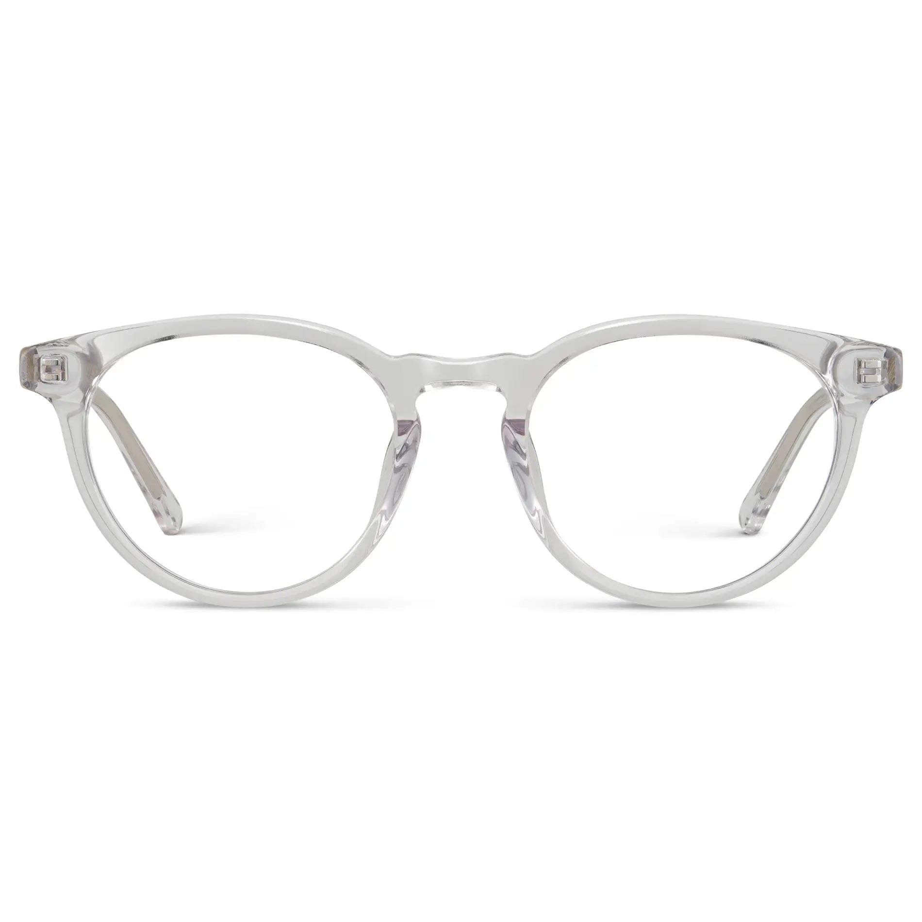 Clear || Women's Round Blue Light Blocking Glasses with a Clear Acetate Frame and Clear Lens